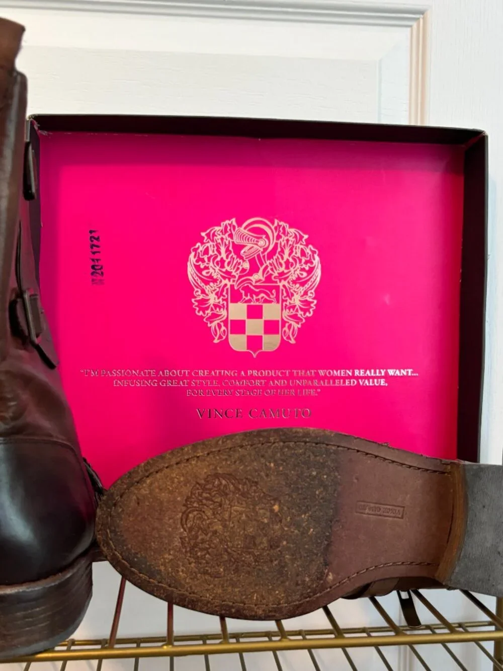Vince Camuto brown leather moto ankle boots – size 9,